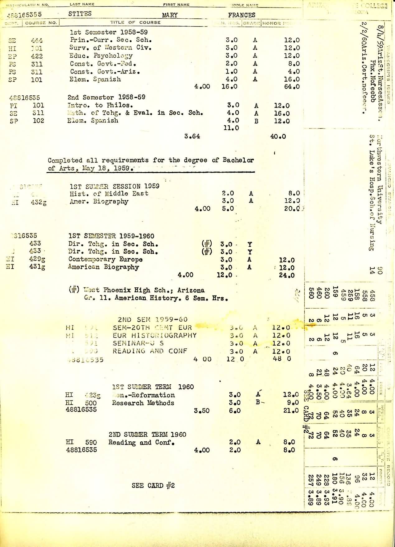 ASU Transcript - 4 pages